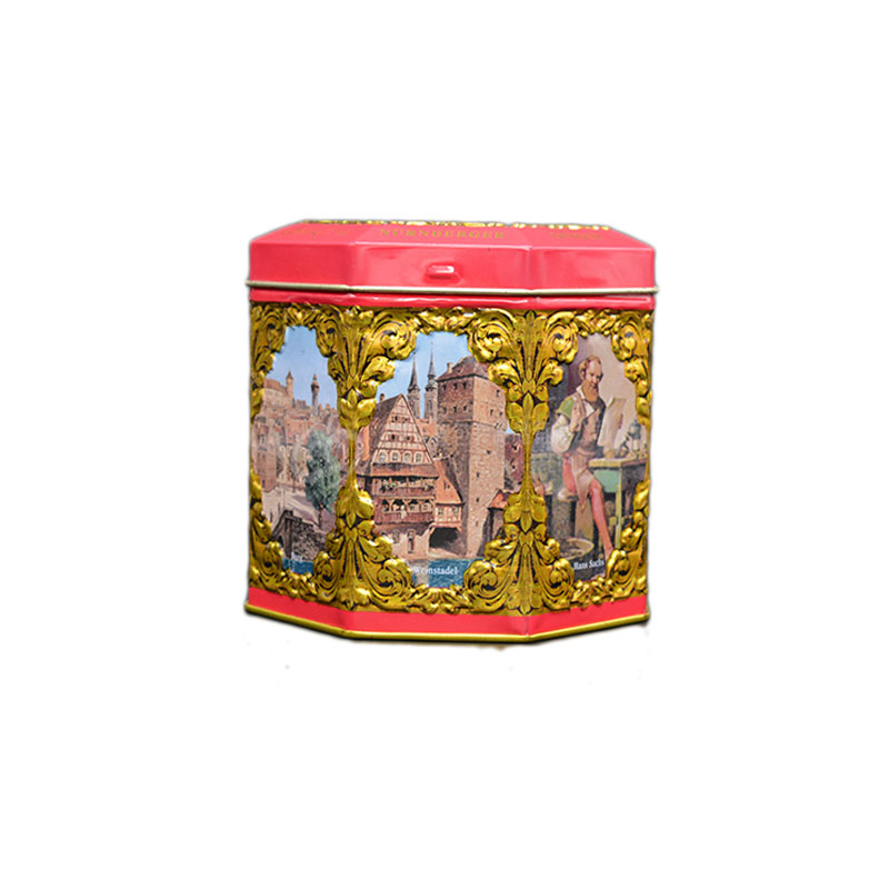 八邊形復古茶葉鐵盒